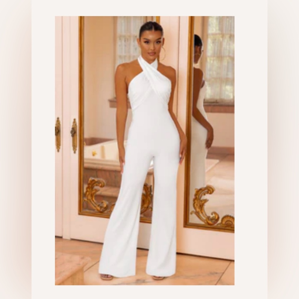 White Bridal Jumpsuit with custom flowers